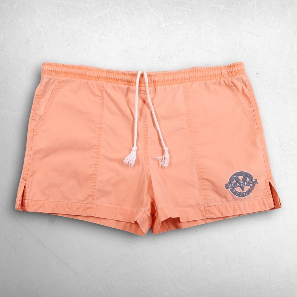 VTG 90s Vuarnet France Volley Shorts Men S Peach Cotton Drawstring Beach Summer